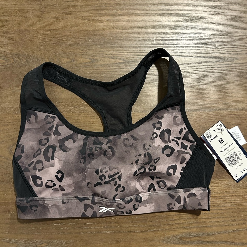 Grey and black Reebok sports bra #activewear